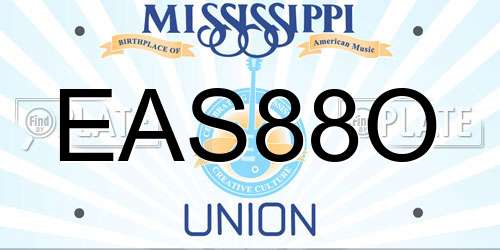 EAS88O Mississippi License Plate