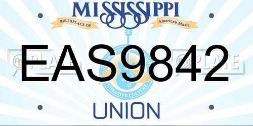 EAS9842 Mississippi License Plate