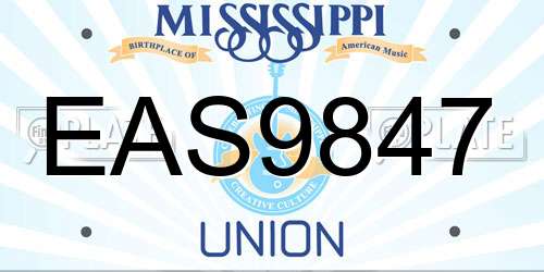 EAS9847 Mississippi License Plate