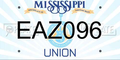 EAZ096 Mississippi License Plate