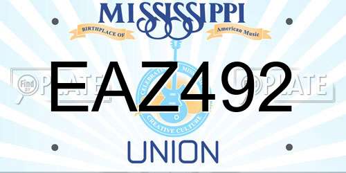 EAZ492 Mississippi License Plate