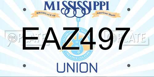EAZ497 Mississippi License Plate