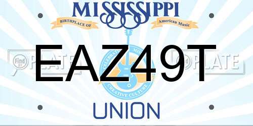 EAZ49T Mississippi License Plate
