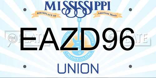 EAZD96 Mississippi License Plate