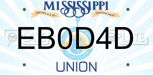 EB0D4D Mississippi License Plate