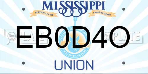 EB0D4O Mississippi License Plate
