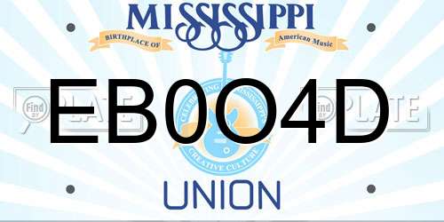 EB0O4D Mississippi License Plate