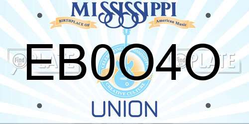 EB0O4O Mississippi License Plate