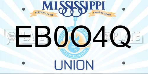 EB0O4Q Mississippi License Plate