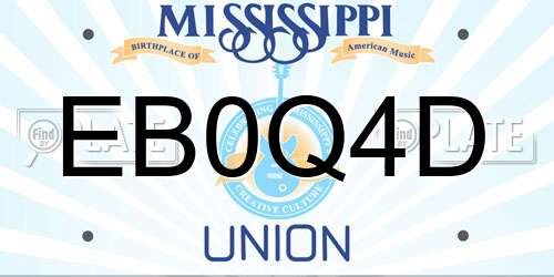 EB0Q4D Mississippi License Plate