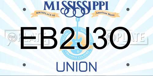 EB2J3O Mississippi License Plate