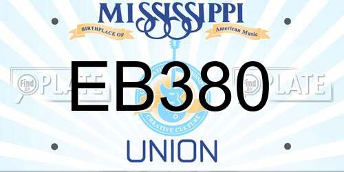 EB380 Mississippi License Plate