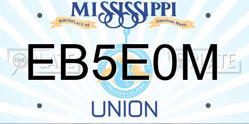 EB5E0M Mississippi License Plate