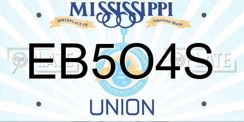 EB5O4S Mississippi License Plate