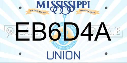 EB6D4A Mississippi License Plate