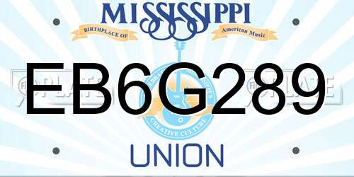 EB6G289 Mississippi License Plate