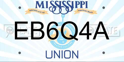 EB6Q4A Mississippi License Plate