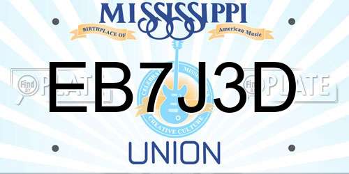 EB7J3D Mississippi License Plate