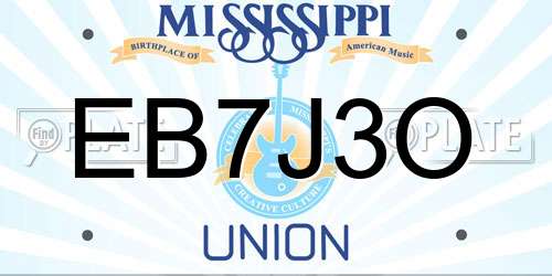 EB7J3O Mississippi License Plate