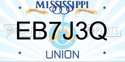 EB7J3Q Mississippi License Plate