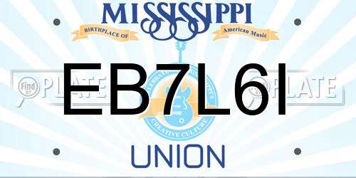 EB7L6I Mississippi License Plate