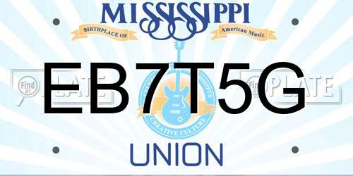 EB7T5G Mississippi License Plate
