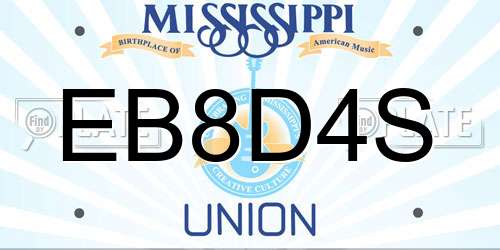 EB8D4S Mississippi License Plate