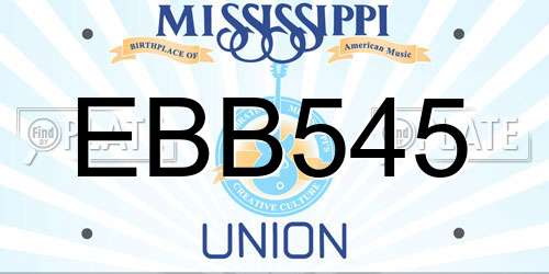 EBB545 Mississippi License Plate