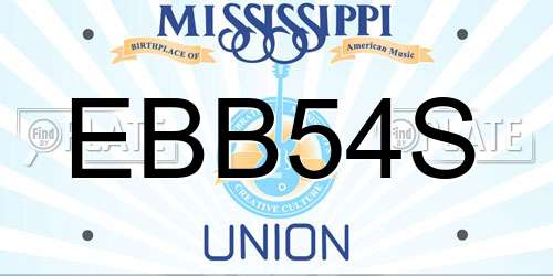 EBB54S Mississippi License Plate