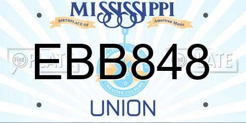 EBB848 Mississippi License Plate
