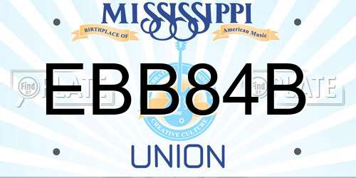 EBB84B Mississippi License Plate