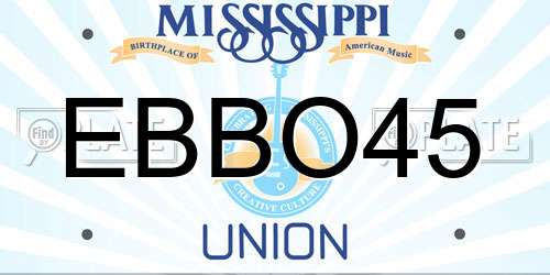 EBBO45 Mississippi License Plate