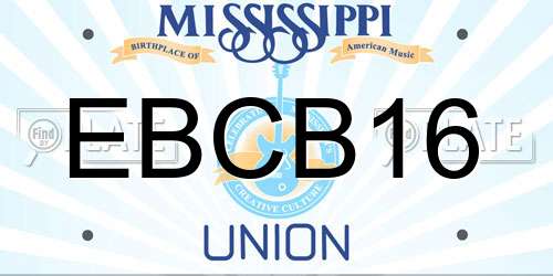 EBCB16 Mississippi License Plate