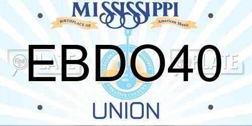 EBDO40 Mississippi License Plate