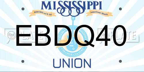 EBDQ40 Mississippi License Plate