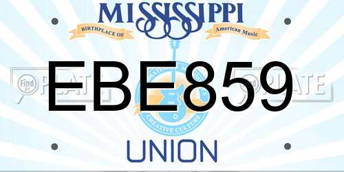EBE859 Mississippi License Plate