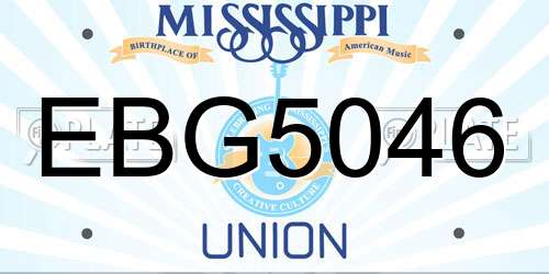EBG5046 Mississippi License Plate