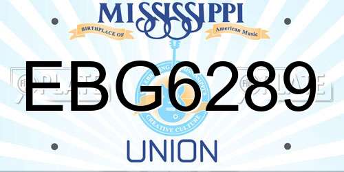 EBG6289 Mississippi License Plate