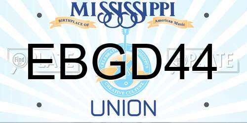 EBGD44 Mississippi License Plate