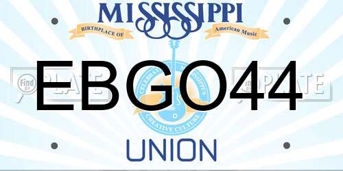EBGO44 Mississippi License Plate