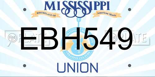 EBH549 Mississippi License Plate
