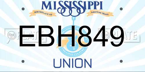 EBH849 Mississippi License Plate