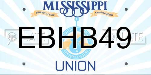 EBHB49 Mississippi License Plate