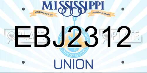 EBJ2312 Mississippi License Plate