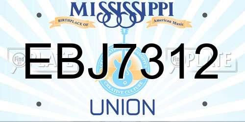 EBJ7312 Mississippi License Plate