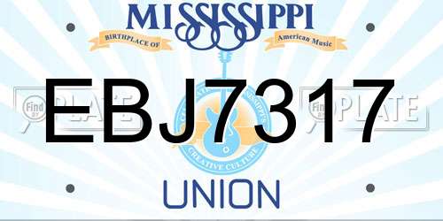 EBJ7317 Mississippi License Plate