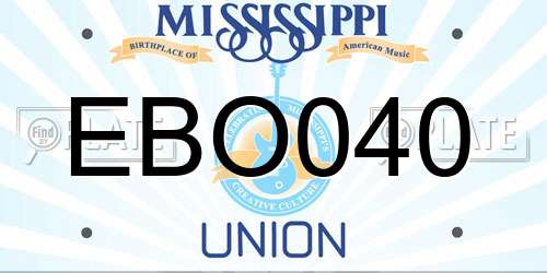 EBO040 Mississippi License Plate