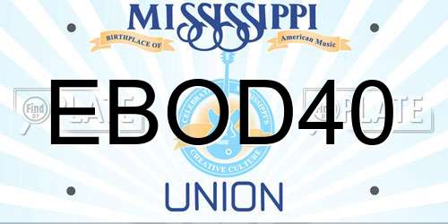 EBOD40 Mississippi License Plate