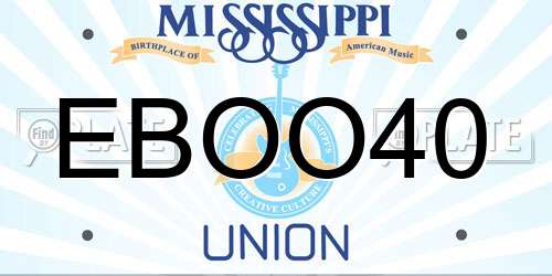 EBOO40 Mississippi License Plate