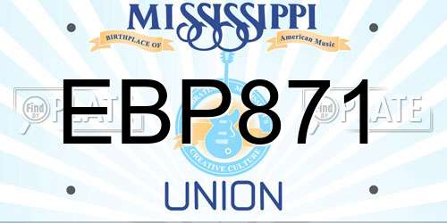 EBP871 Mississippi License Plate